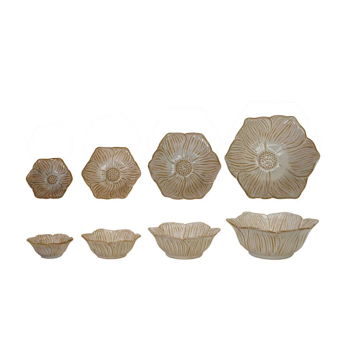 High-End Reactive Glaze Stoneware Flower Shaped Bowls Prestigious