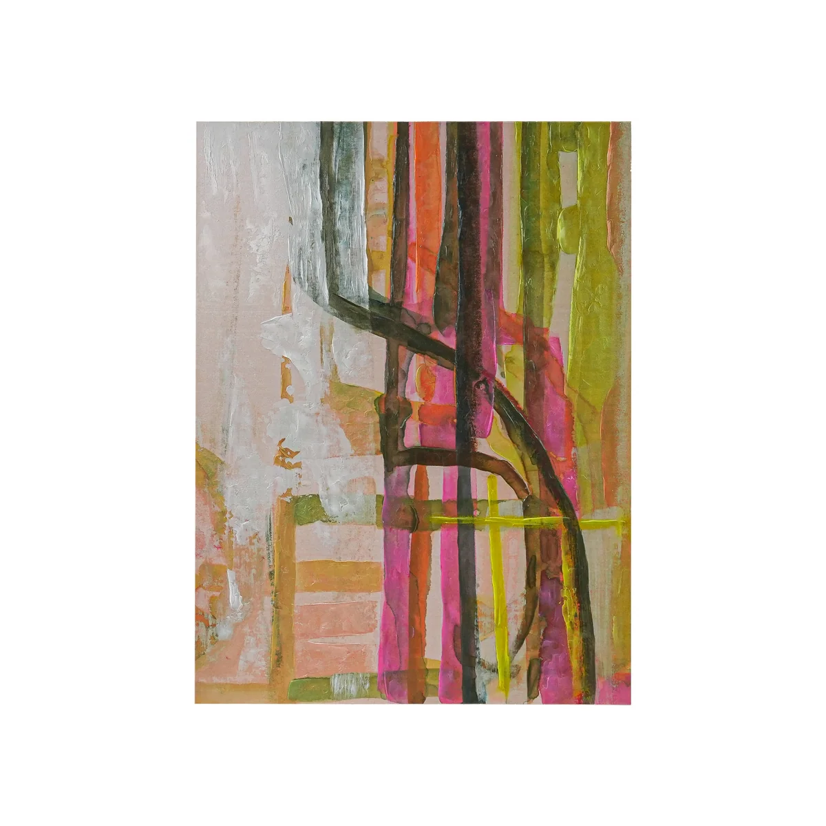 Official Hand-Painted Wood Wall Decor with Abstract Design Gold Foil Edges Premium