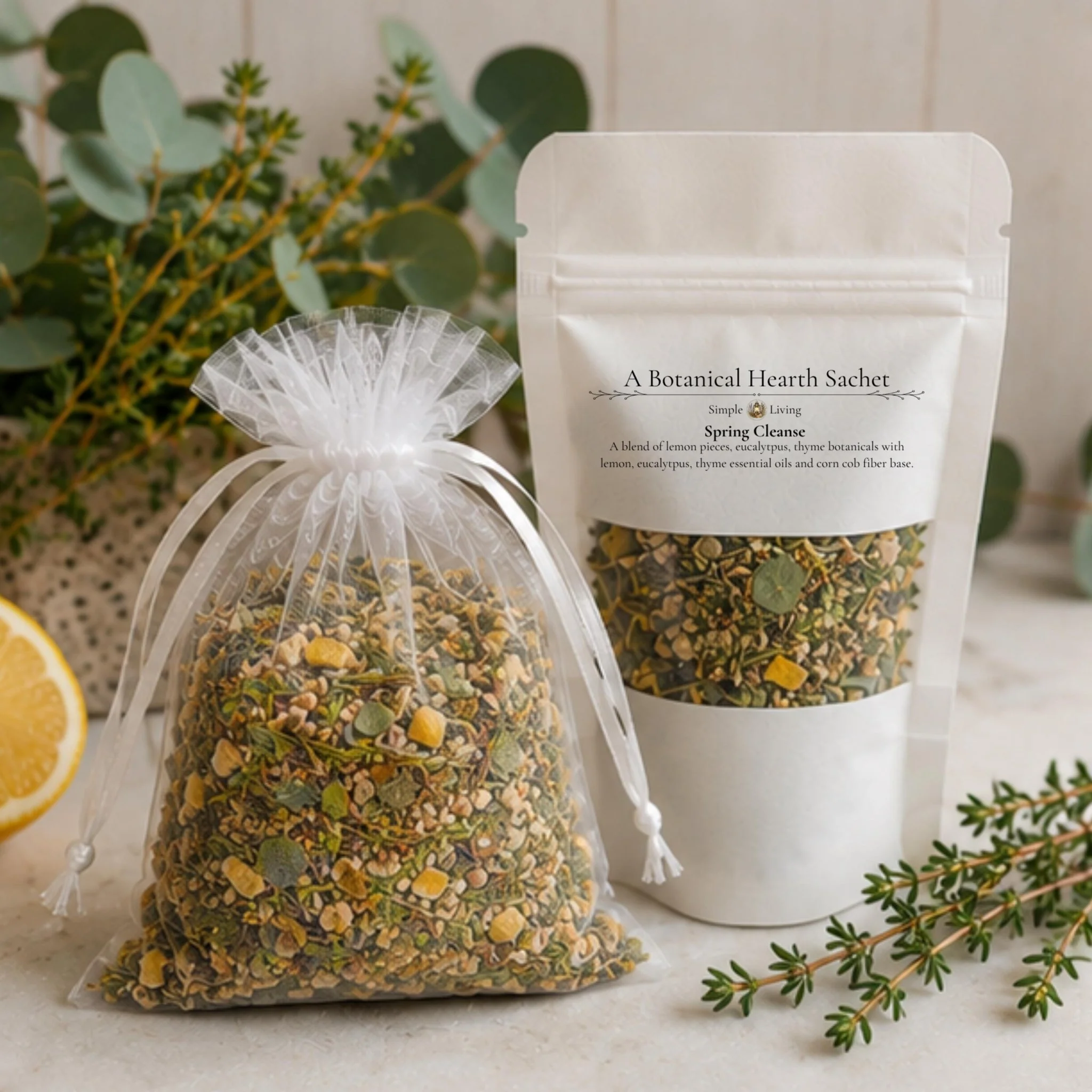 First-Class Fresh Botanical Home Fragrance Sachet Spring Cleanse Lemon Eucalyptus Bowl Filler Herbal Hearth Gift Exceptional