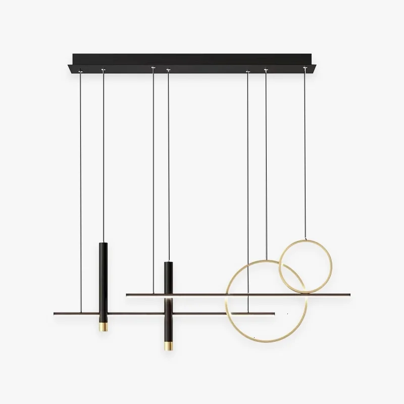 Practical Madina Modern Pendant Light LED Double Circle Gold Black Clean