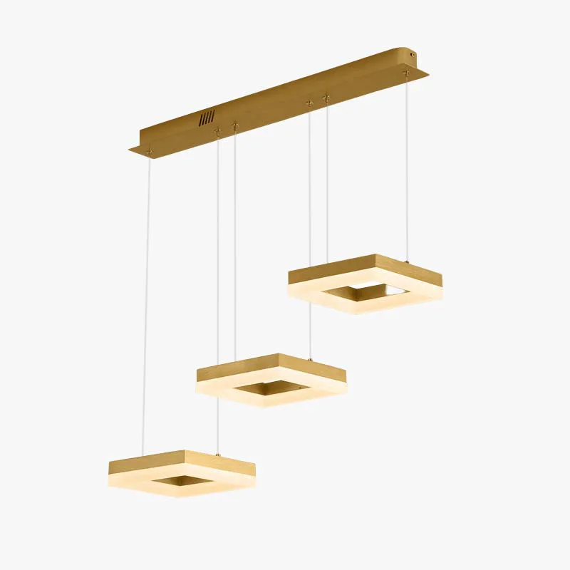 Casual Raheel Modern Gold Cluster 3 Lights Pendant Light Square Elite