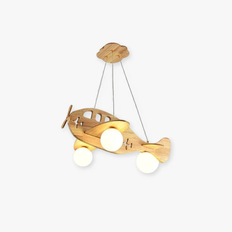 High-End Minori Vintage Airplane Shape Pendant Light Wood Fine
