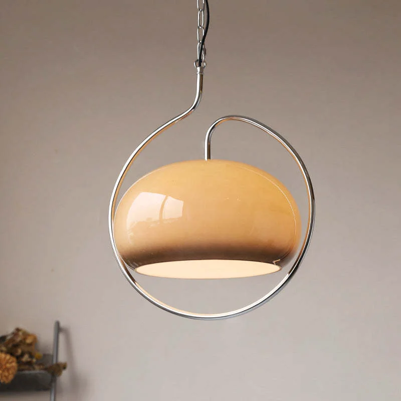 Premium Hailie Retro Glass Pendant Light Brown White Solid