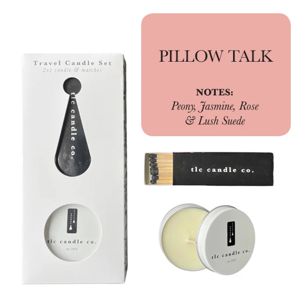 Healthy Travel Candle with Matches – Pillow Talk Professional