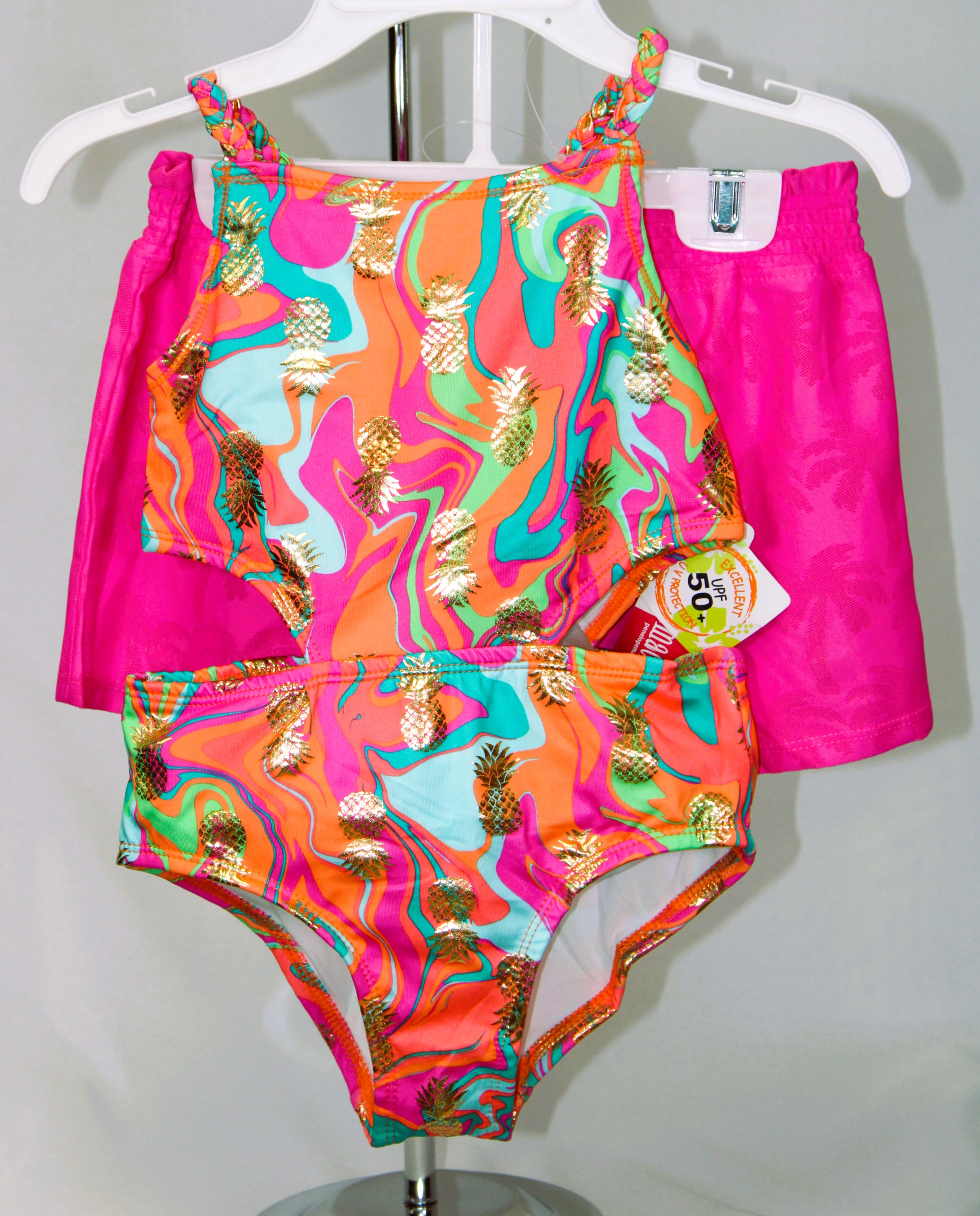 Crafted Penelope Mack Little Girl’s One-Piece Swimsuit and shorts Swirl Pink Pure