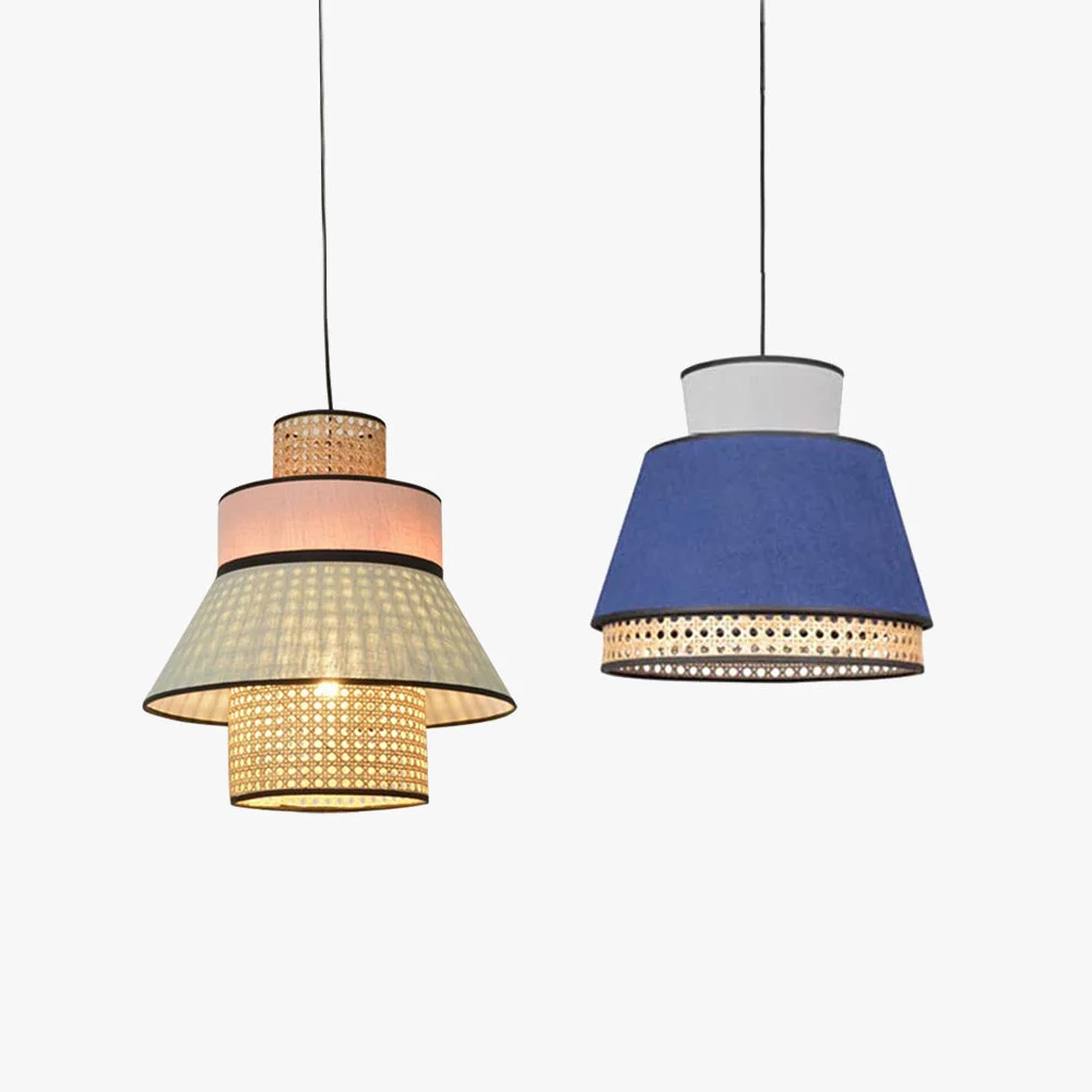 Versatile Ritta Farmhouse Fabric Rattan Pendant Light 2 Style Pure