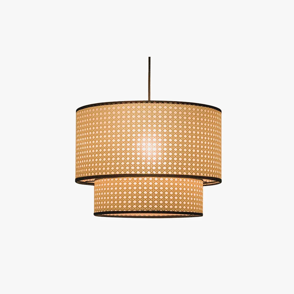 Next-Generation Ritta Japanese Rattan Pendant Light Double-Layer Casual