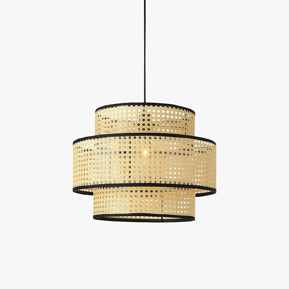 Elite Ritta Japanese Rattan Pendant Light Tri-Layer Recyclable
