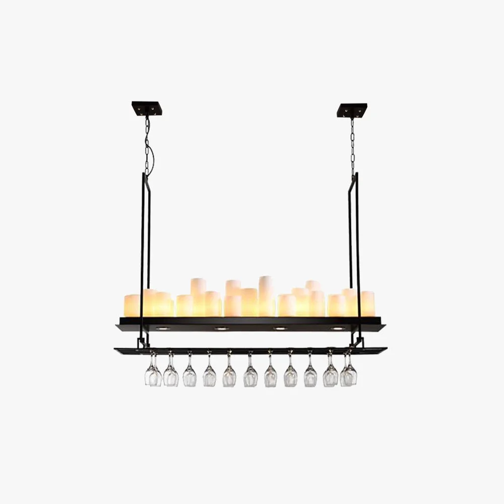 Relaxed Alessio Candle Black Pendant Lighting for Kitchen Island Wine Glass Holder Professional