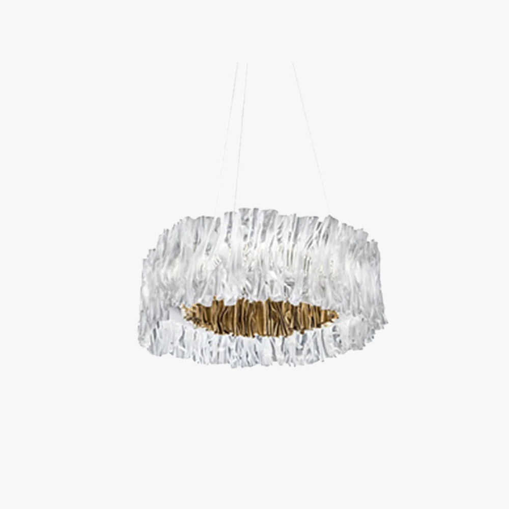 Solid Kristy Modern Luxury Pleated Pendant Light Circle Acrylic Stainless Steel Natural
