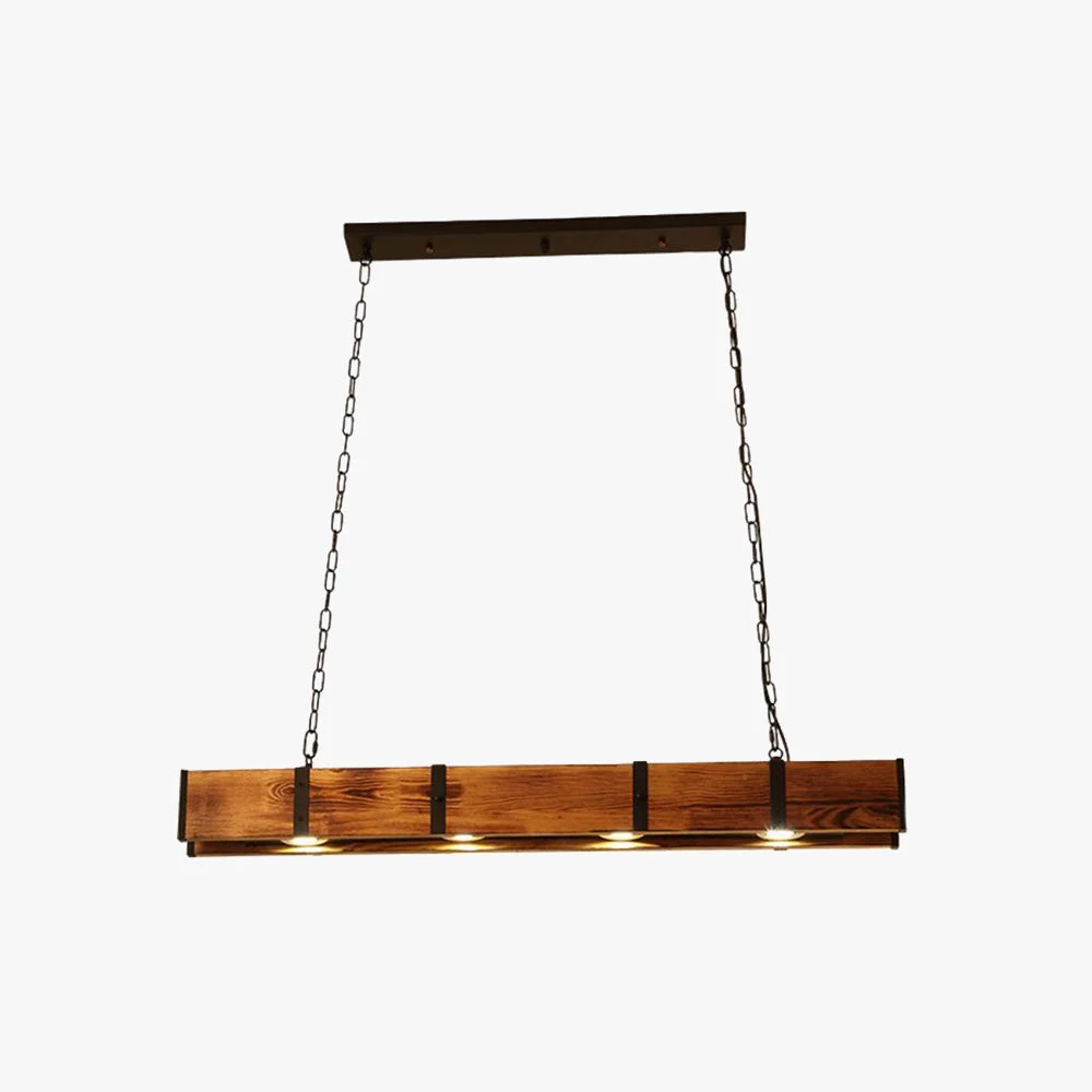 Verified Alessio Vintage Linear Wood Pendant Light Living Room Restaurant Elegant
