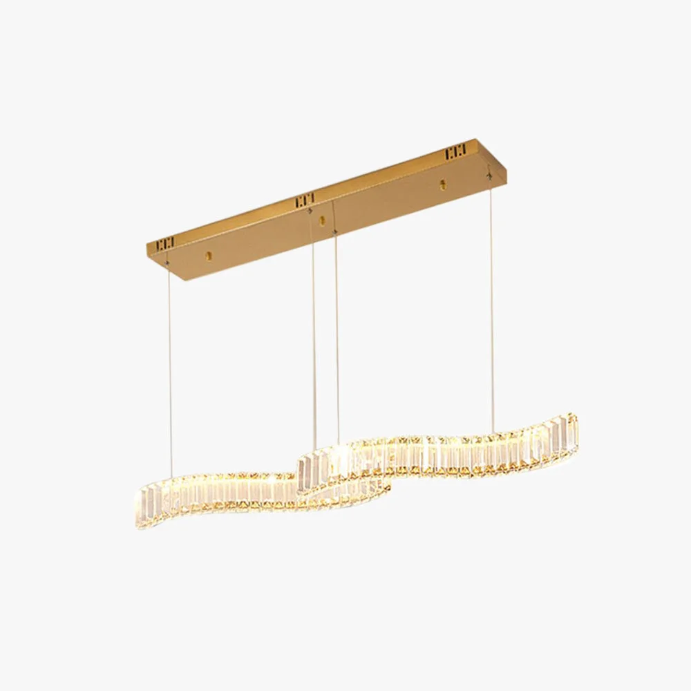 Original Kristy Luxury Wave Crystal Metal Pendant Light Silver Gold Fine