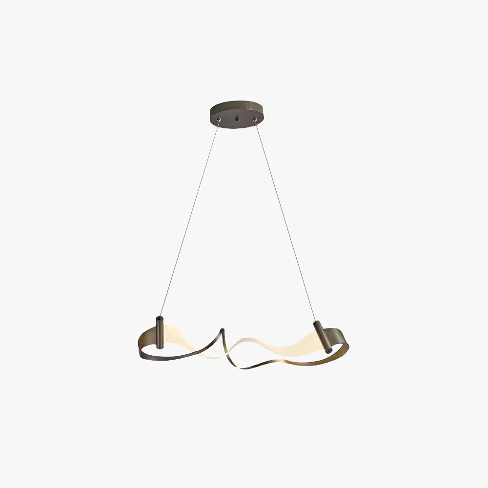 Casual Metal Gold Pendant Light Wavy Shape Fine Crafted
