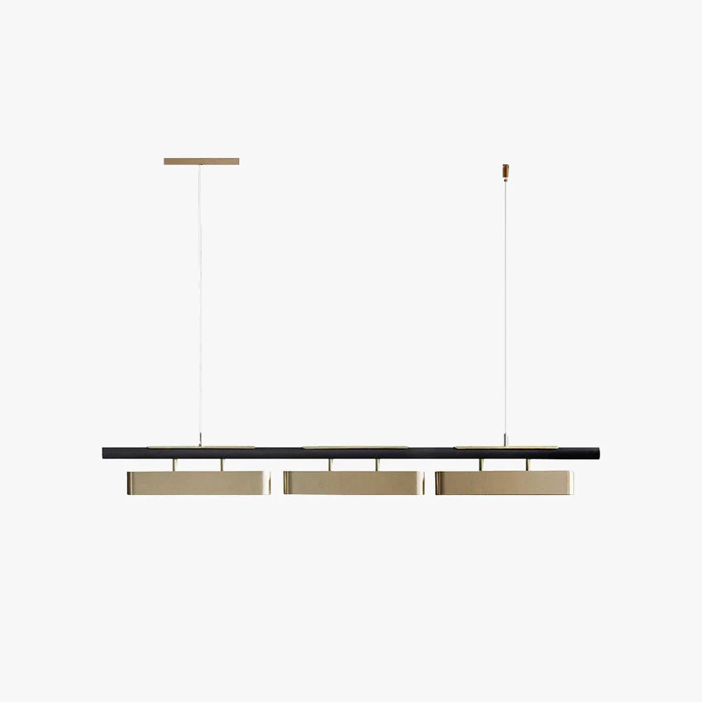 Outstanding Edge Pendant Light Rectangular Modern Metal Black Brass Office Healthy
