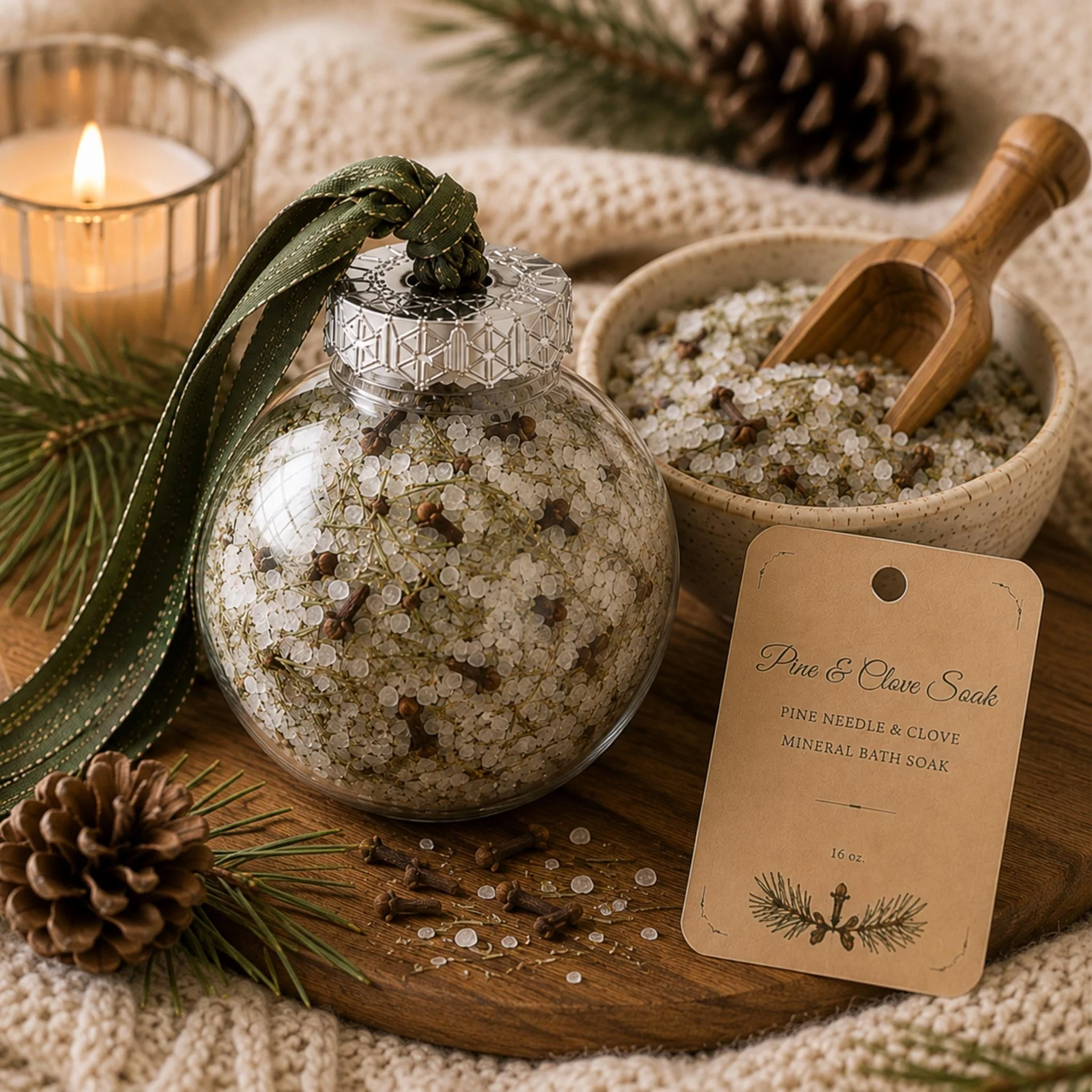 Professional Pine Snow Globe Bath Soak Ornament Botanical Mineral Salts Holiday Spa Gift Top-Quality