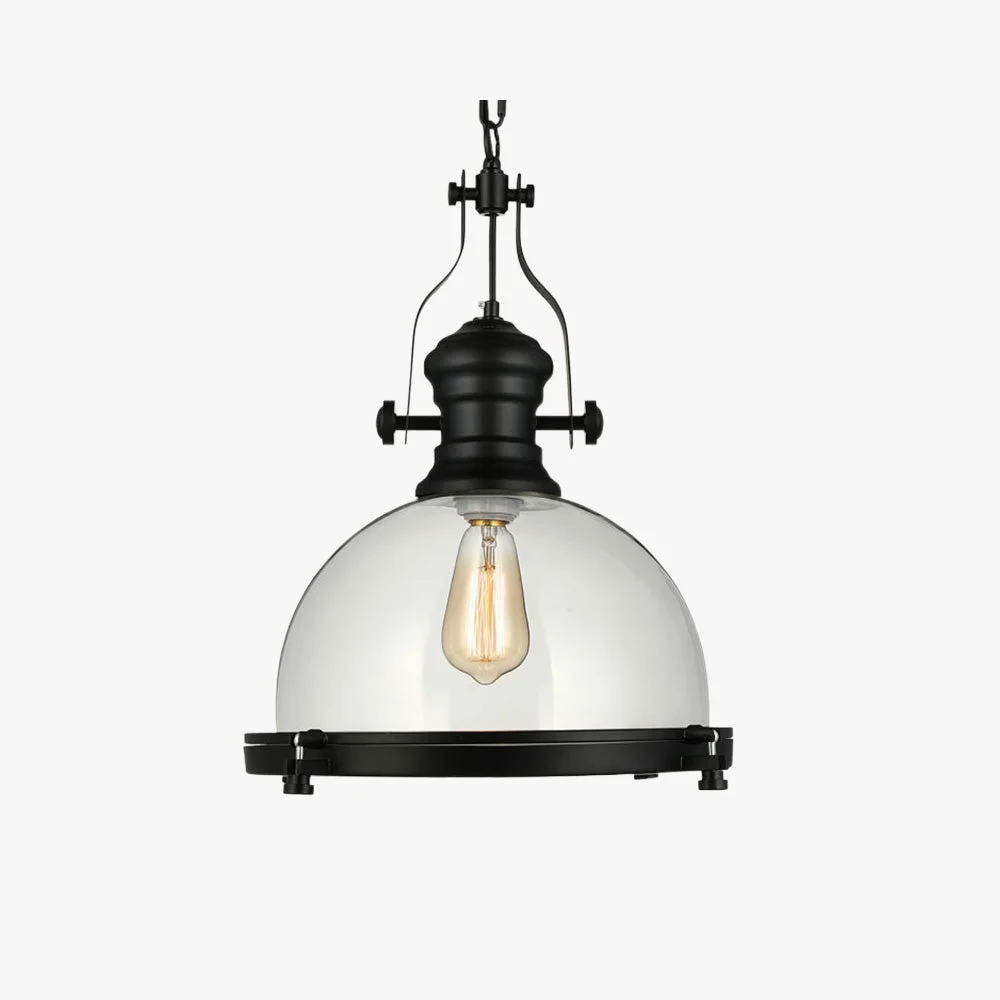 Consistent Alessio Vintage Hemispherical Glass Pendant Light Black Natural