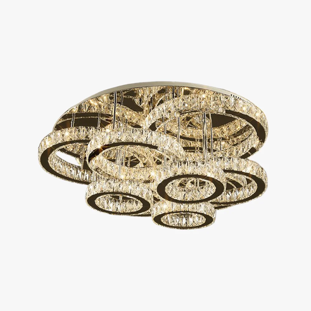 Original Kristy Modern Multi Ring Metal And Crystal Pendant Light Safe