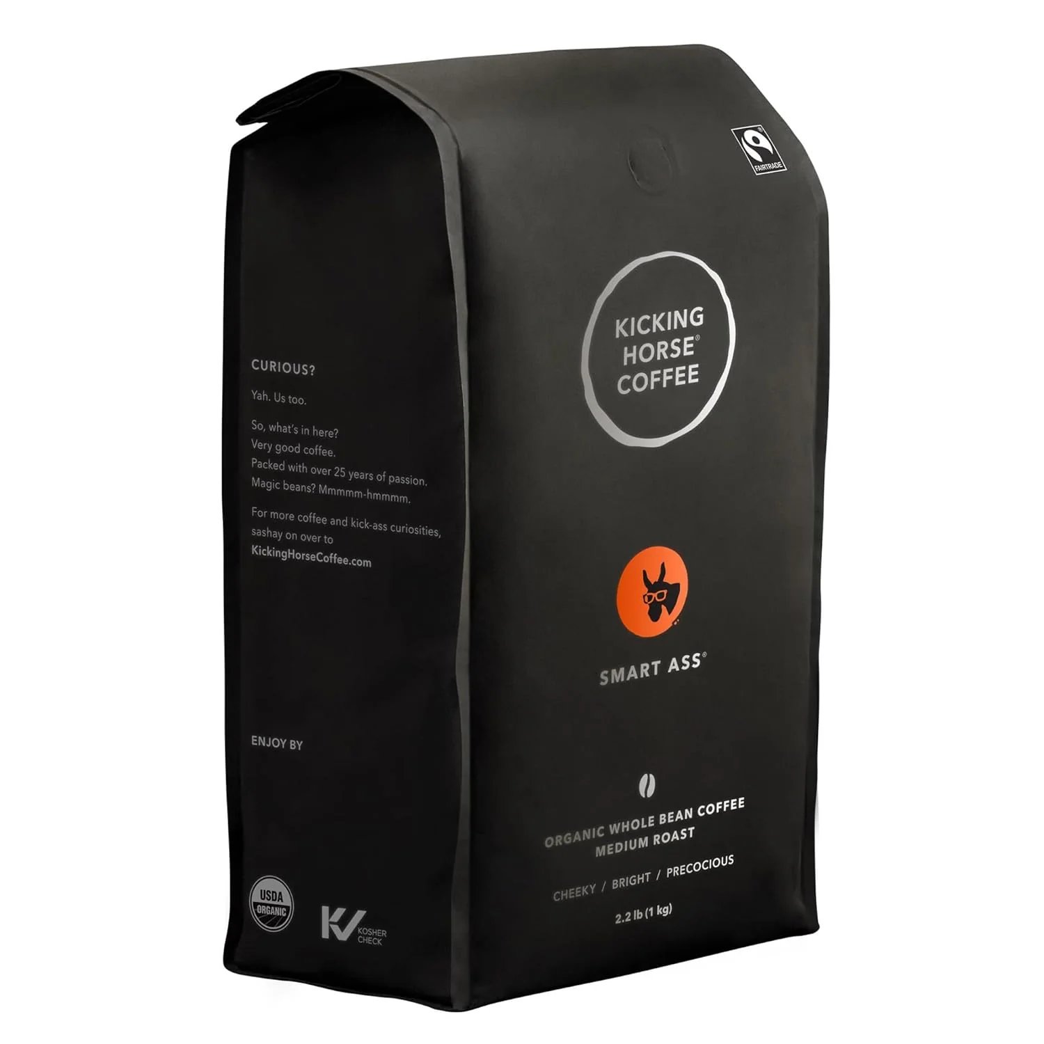 Lightweight Kicking Horse Coffee Smart Ass Medium Roast Whole Bean 2.2 Pound – Organic Fairtrade Kosher Coffee Secure