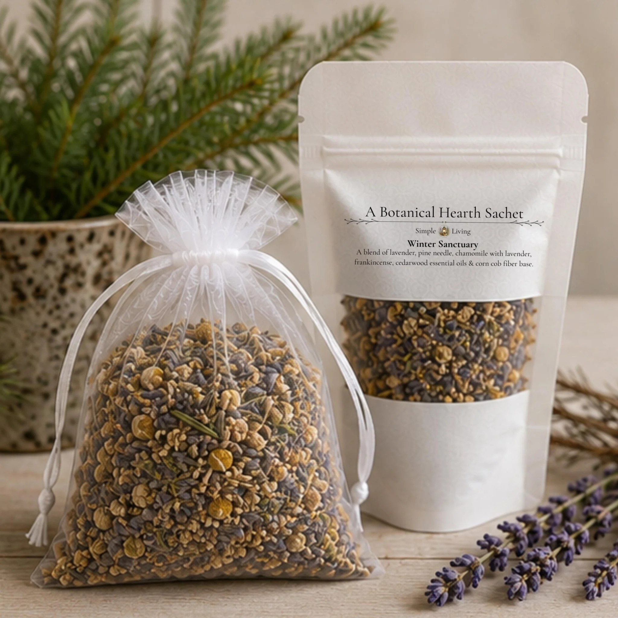 Original Lavender Pine Home Fragrance Sachet Winter Sanctuary Bedroom Scents Botanical Pillow Pouch Efficient