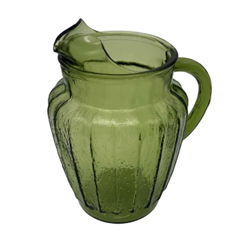 Natural One and Only Vintage Sprucewood Green Textured Glass Pitcher Fine