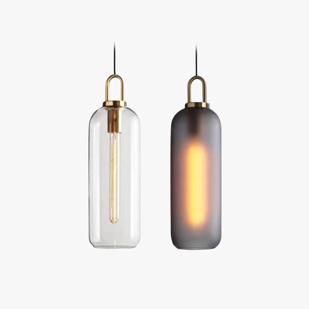 Detailed Hailie Clear Glass Cylinder Pendant Light 2 Color Eco-Friendly