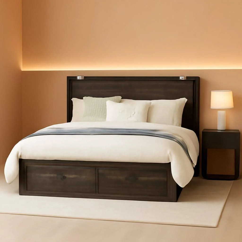 Outstanding Queen Murphy Bed With Black Oak Finish And Storage Luxury