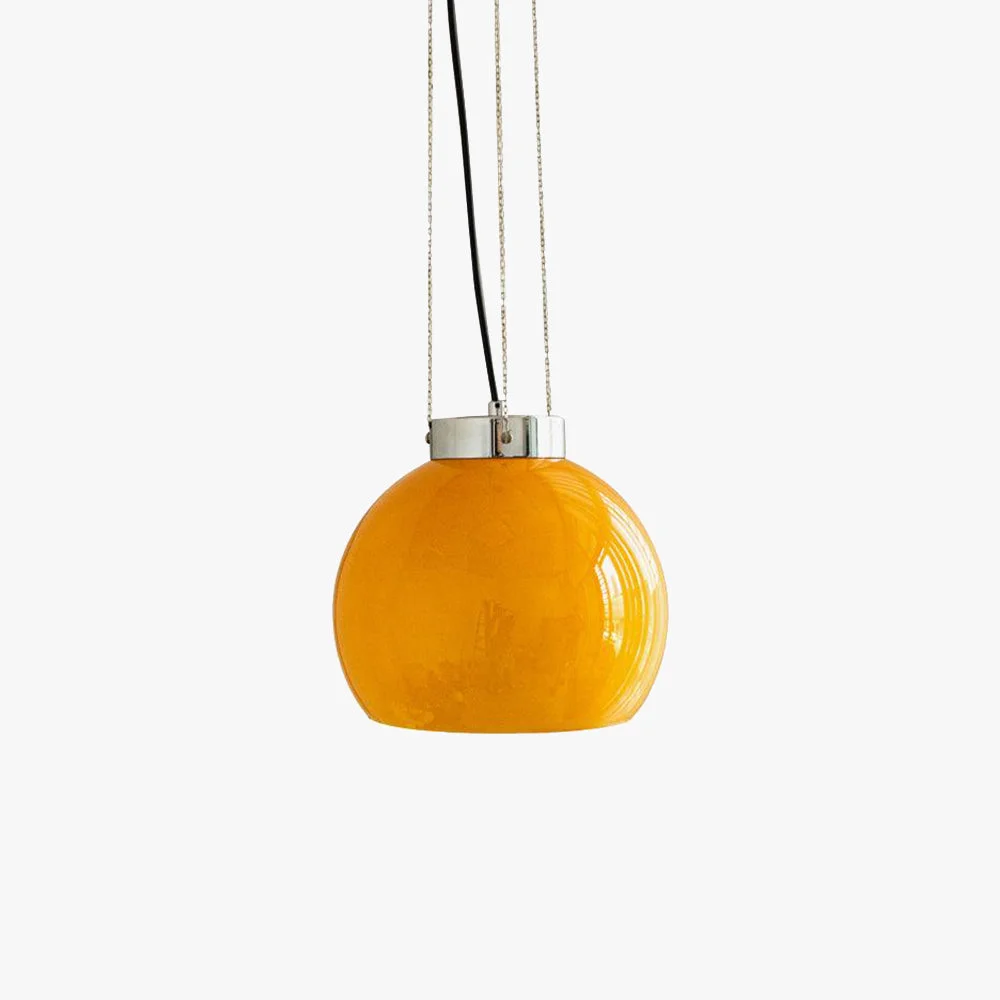 Unique Hailie Yellow Ball Pendant Light Metal Glass 9.8 Professional