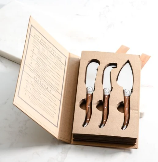 Practical Wood Grain Cheese Knife 3-piece Gift Set Organic