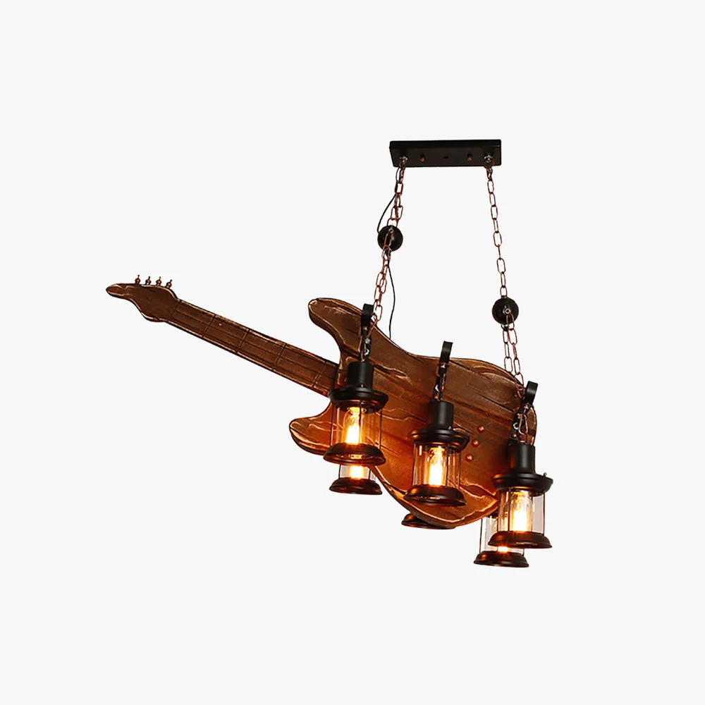 Efficient Austin Farmhouse Guitar Pendant Light Metal Wood Walnut Trusted