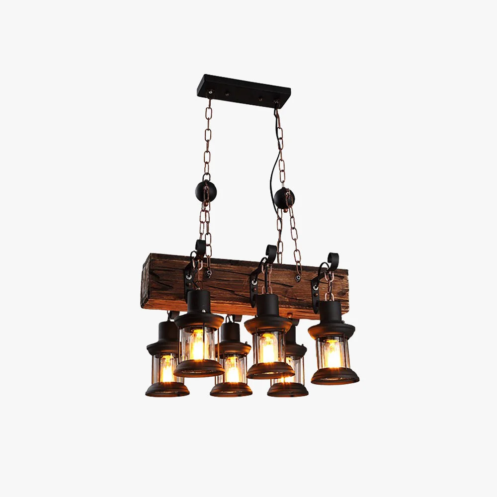 Exclusive Austin Retro Rectangular Metal Wood Lantern Pendant Light Trusted