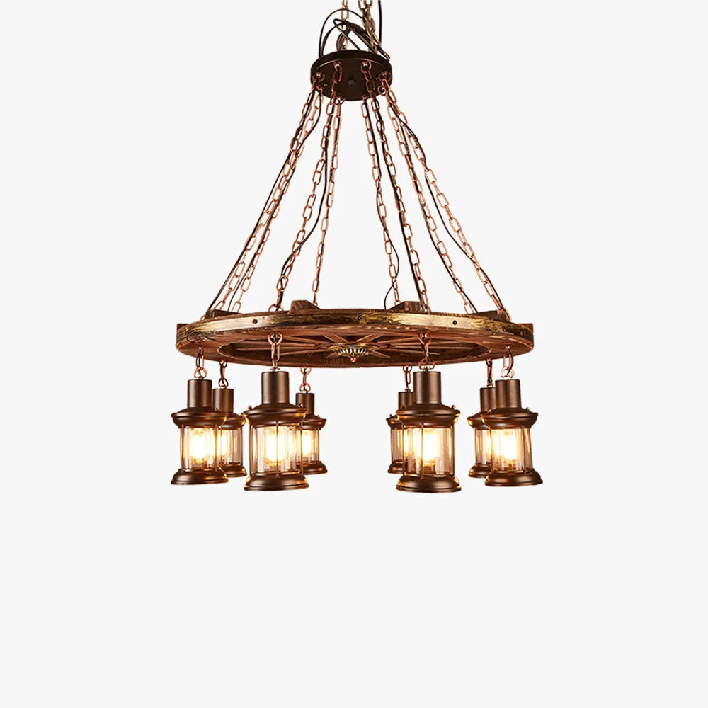 Excellent Austin Vintage Rudder Metal Wood Pendant Light Walnut Exceptional