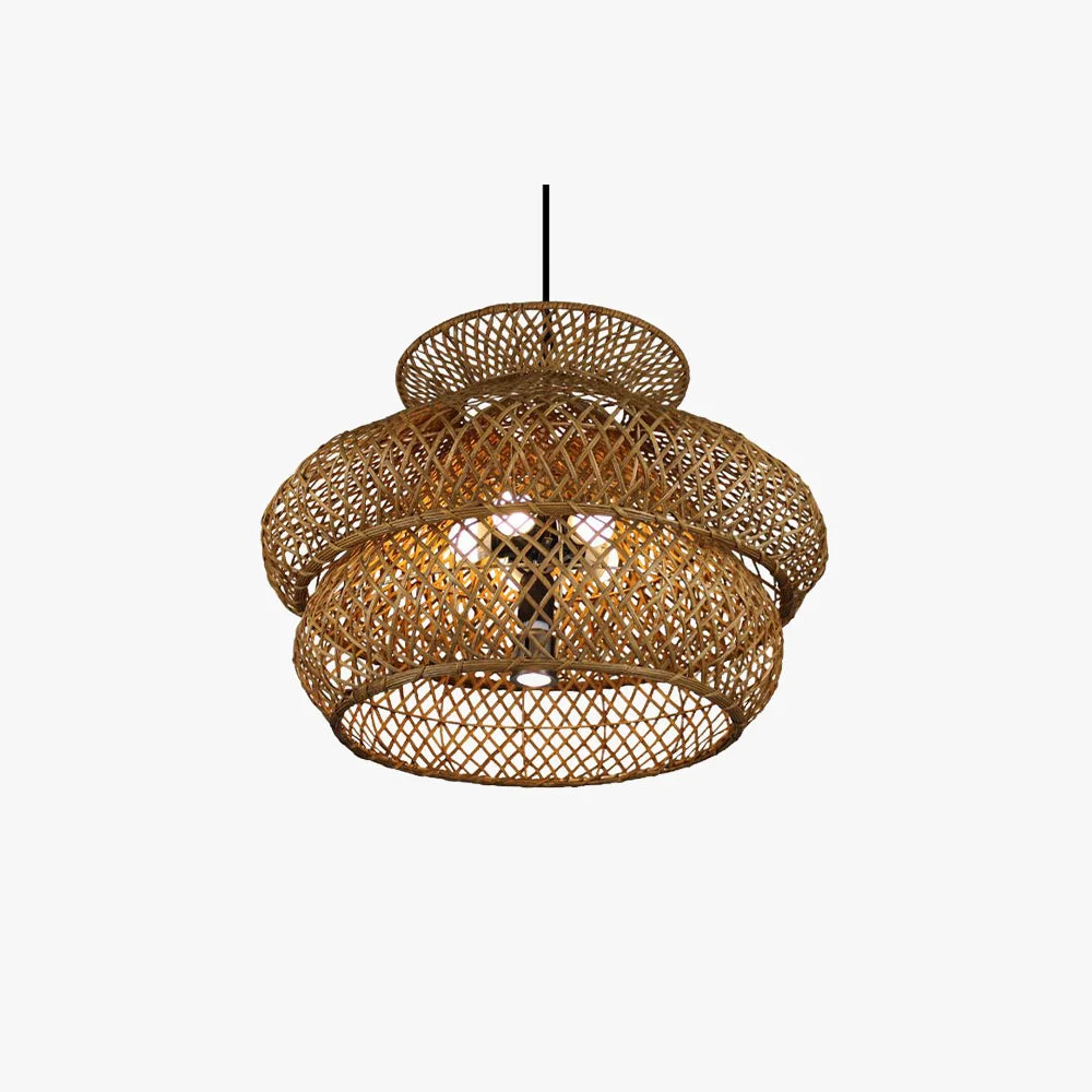 Verified Ritta Unusual Natural Rattan Weave Pendant Light Professional
