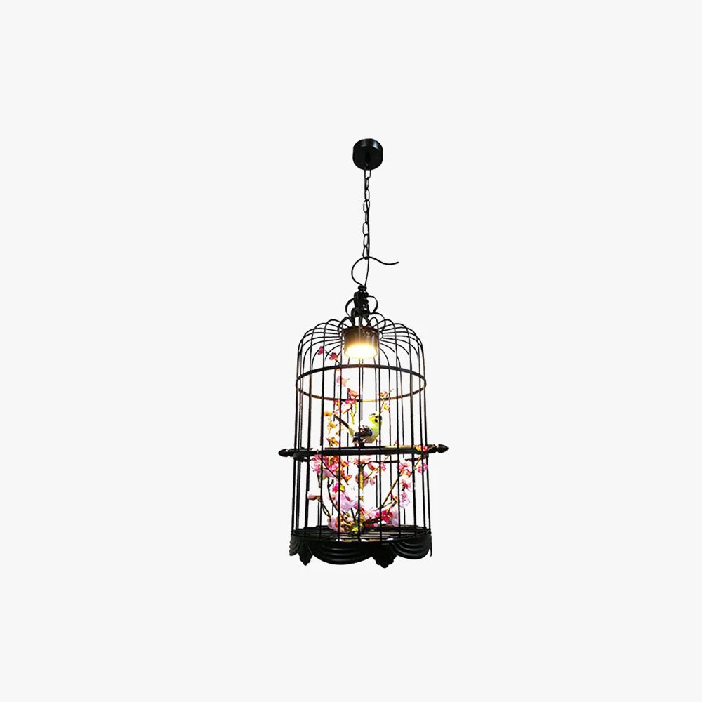 Classic Cooley Art Deco Birdcage Metal Pendant Light Black Elegant