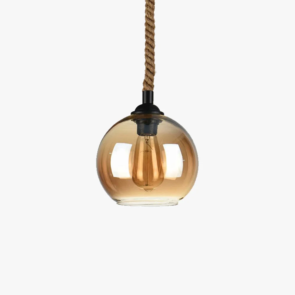 Sophisticated Hailie Vintage Industrial Ball Glass Pendant Light Clear Amber Smooth