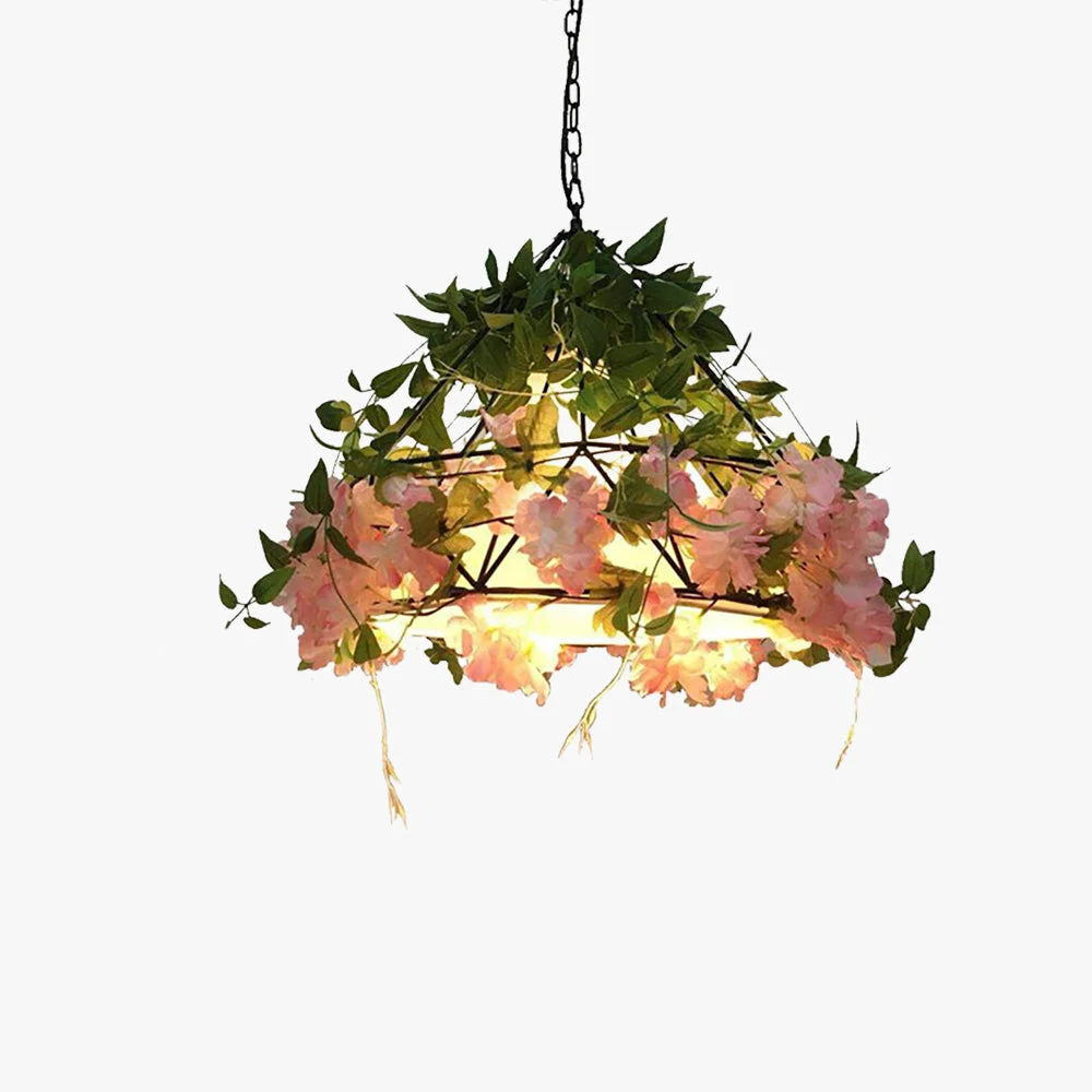 High-Quality Nest Natural Decorative Flower Metal Pendant Light Pink Efficient