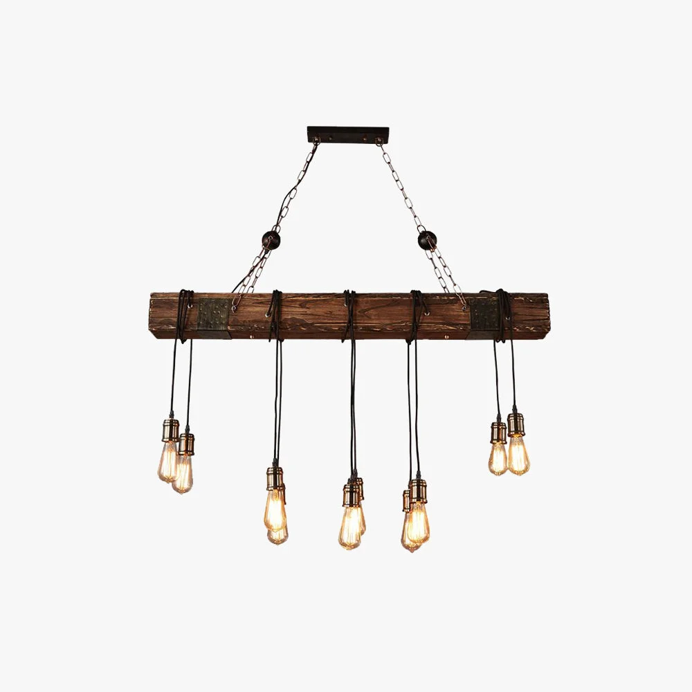 Consistent Alessio Linear Retro Wood Pendant Light Bronze First-Class
