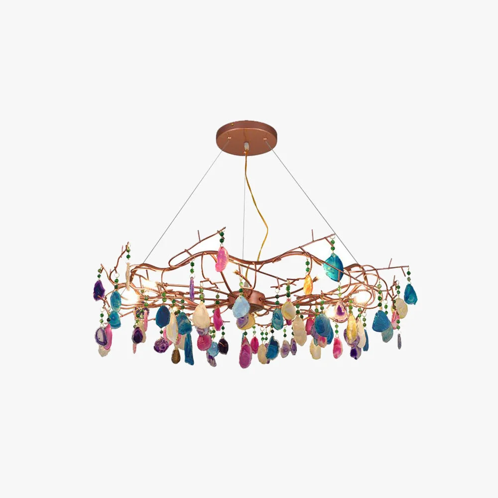 Effective Morandi Art Deco Agate Stone colorful Pendant Light Detailed