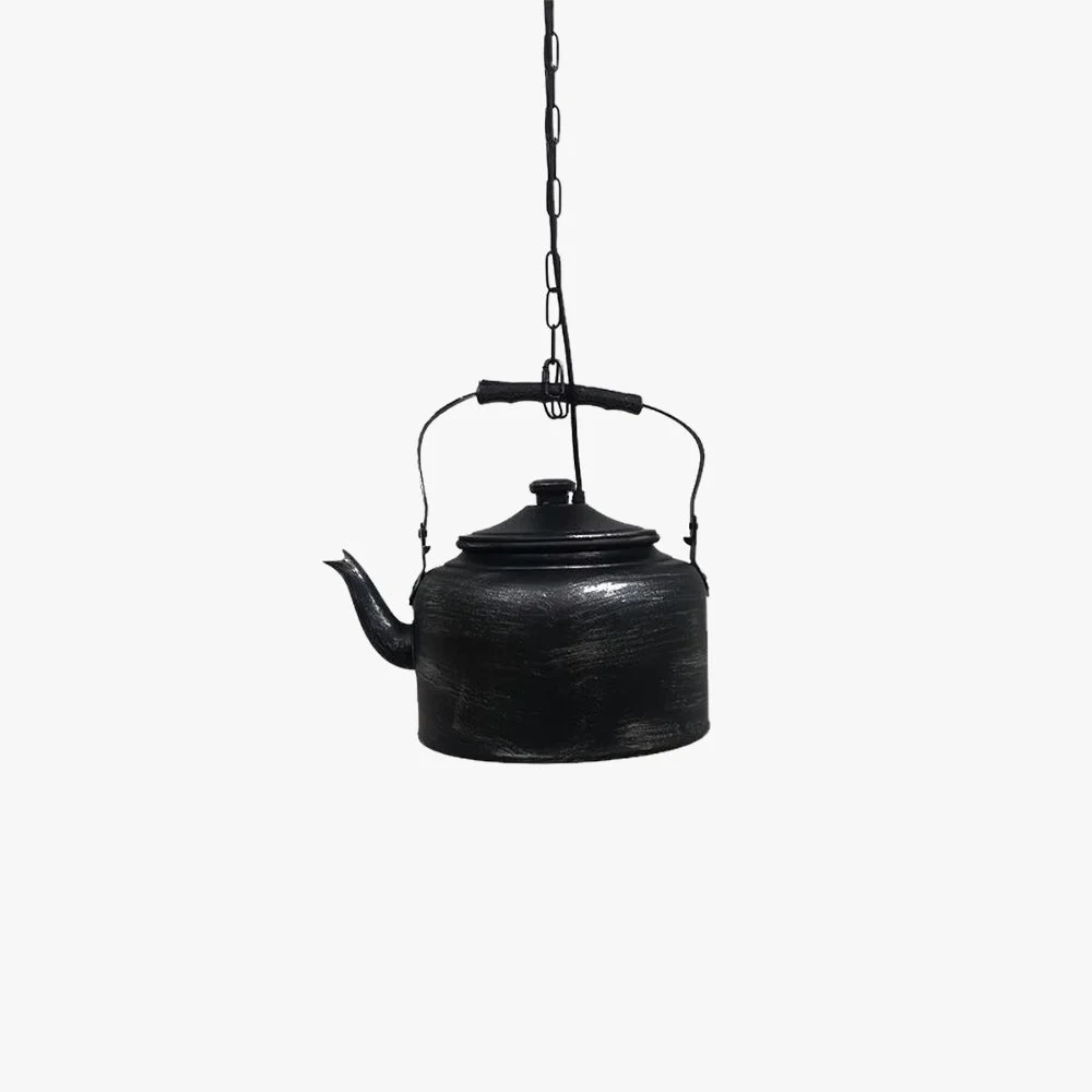 Practical Alessio Teapot Vintage Rustic Metal Pendant Light Black Matte Black Gold Efficient