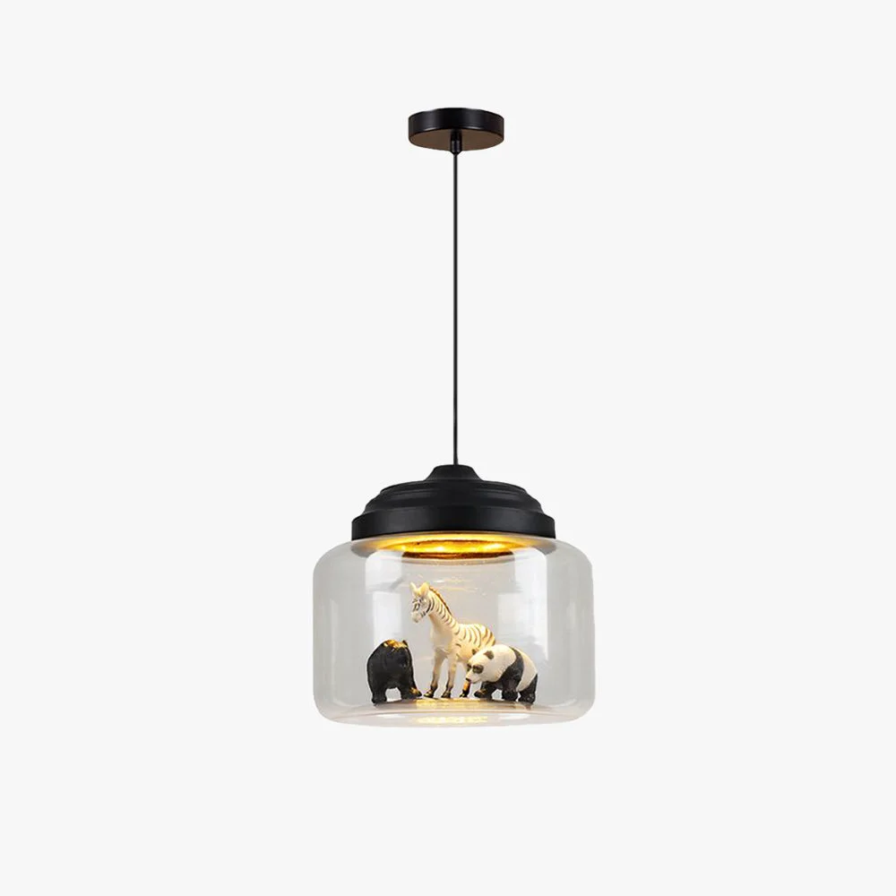 Eco-Friendly Leilani Modern Animals Art Deco Glass Pendant Light Black White Refined