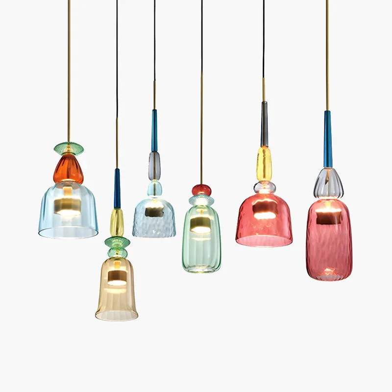 Classic Hailie Modern Cup Glass Pendant Light Colorful Bedroom Living Room Contemporary