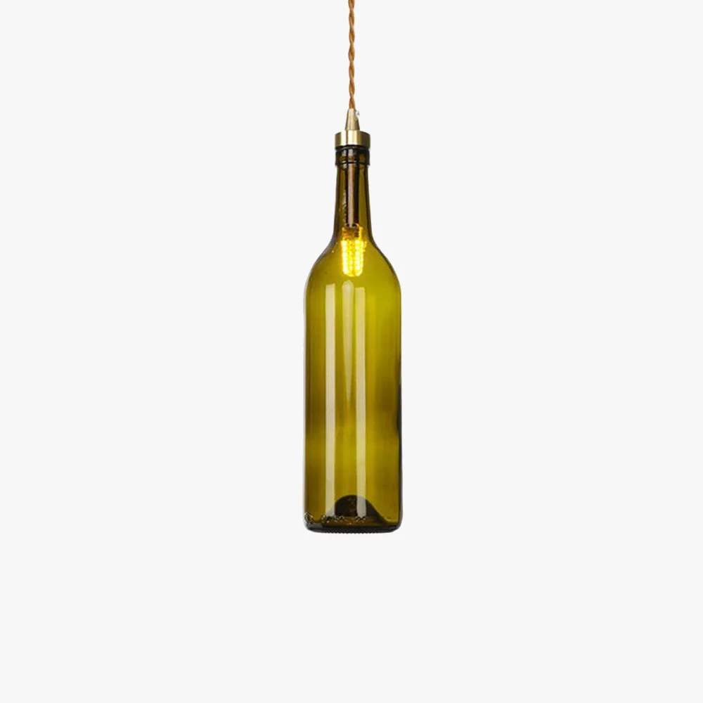 Official Hailie Industrial Wine Bottle Glass Pendant Light Colorful Soft