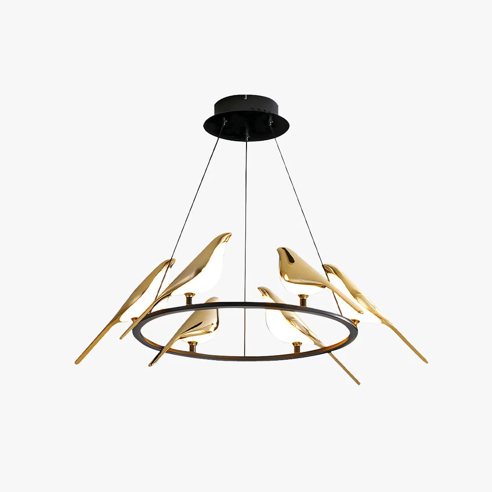 Durable Alice Art Deco Modern Bird Pendant Light 3 6 9 Heads Gold Long-Lasting