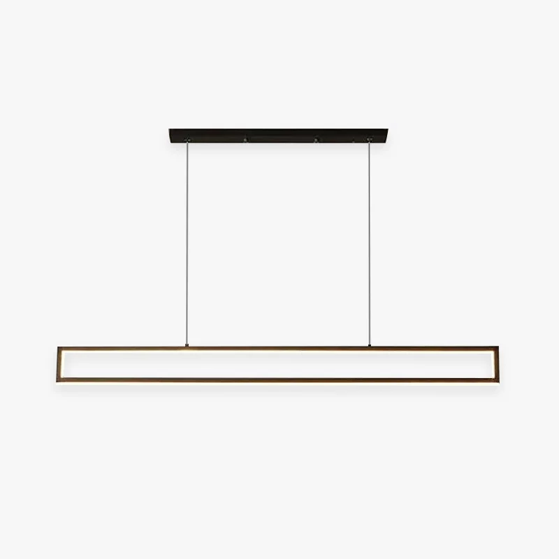 Exclusive Edge Modern Metal Vertical Rectangular Pendant Light Black Safe