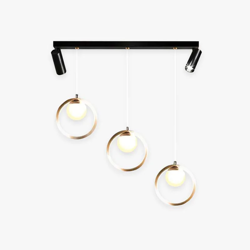 Expertly Made Madina Modern Metal Multi Ring Pendant Light With Spotlight Glass Metal Casual
