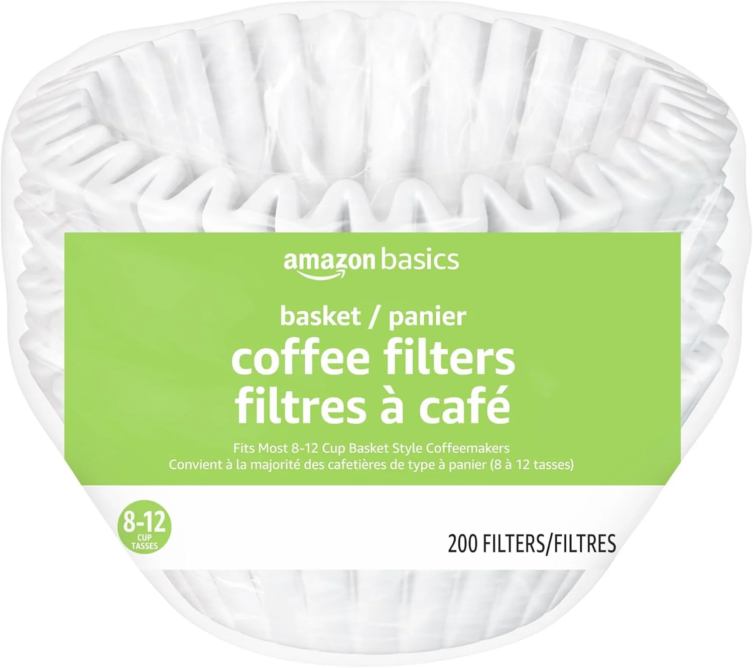 Smooth Basket Coffee Filters for 8-12 Cup Coffee Makers White 200 Count Enhanced