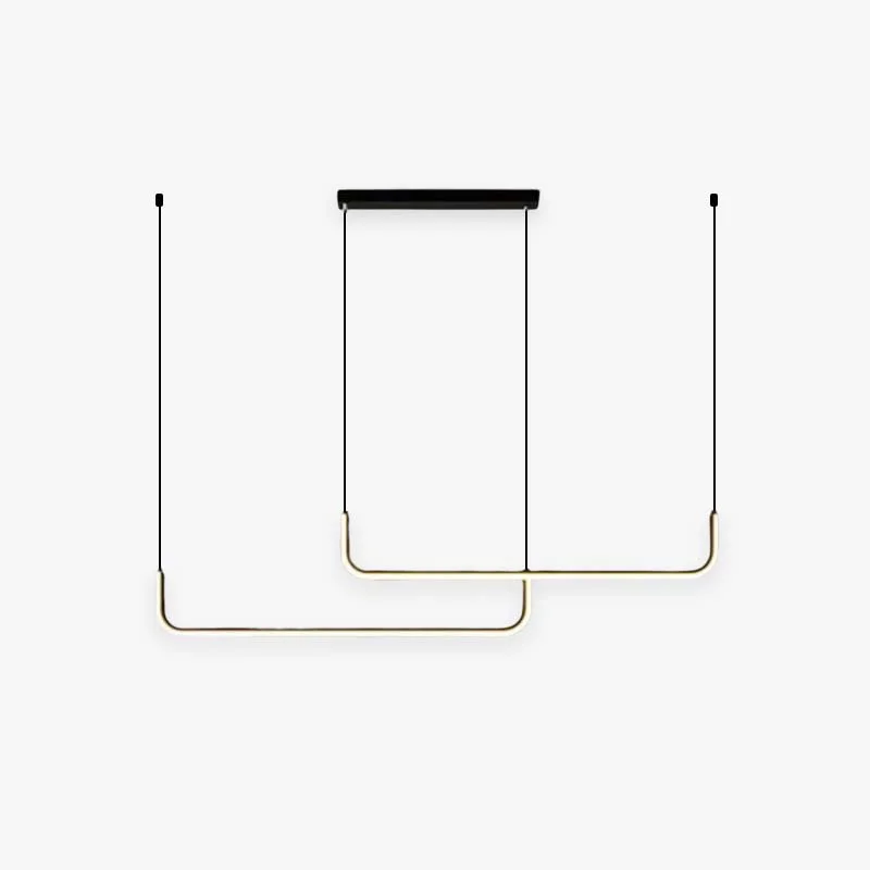 Reusable Edge Modern Linear Pendant Light Double Frame Black Gold Breathable