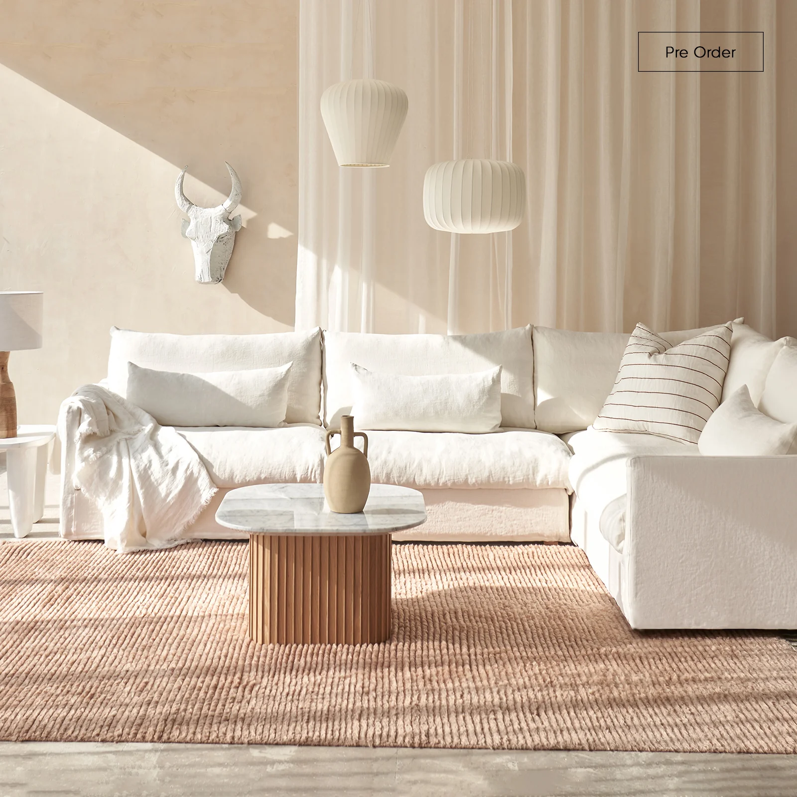 Elegant Island Modular Corner Sofa Bespoke Fabric 320cm Fashionable