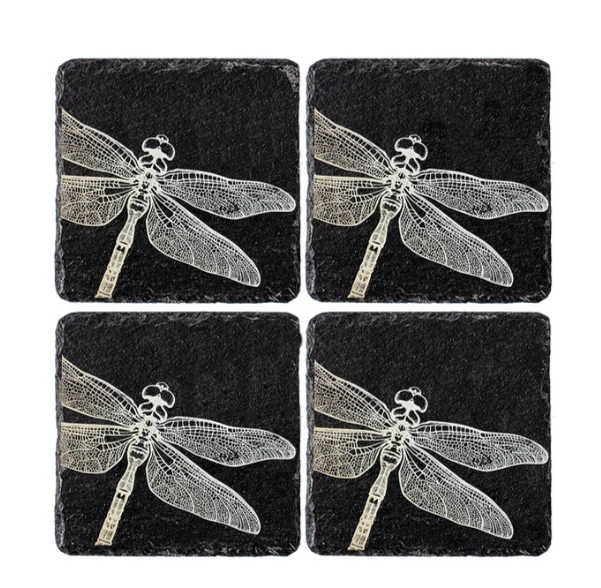 Contemporary Slate Coaster Set of 4 – Dragonfly Enhanced