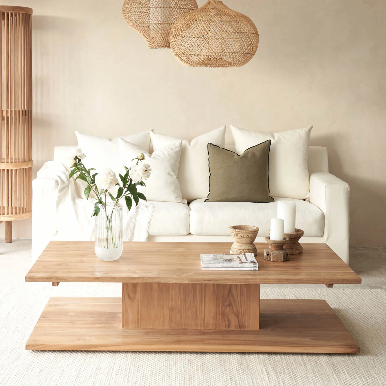 Lightweight Irwin Coffee Table Teak 160cm Artisan
