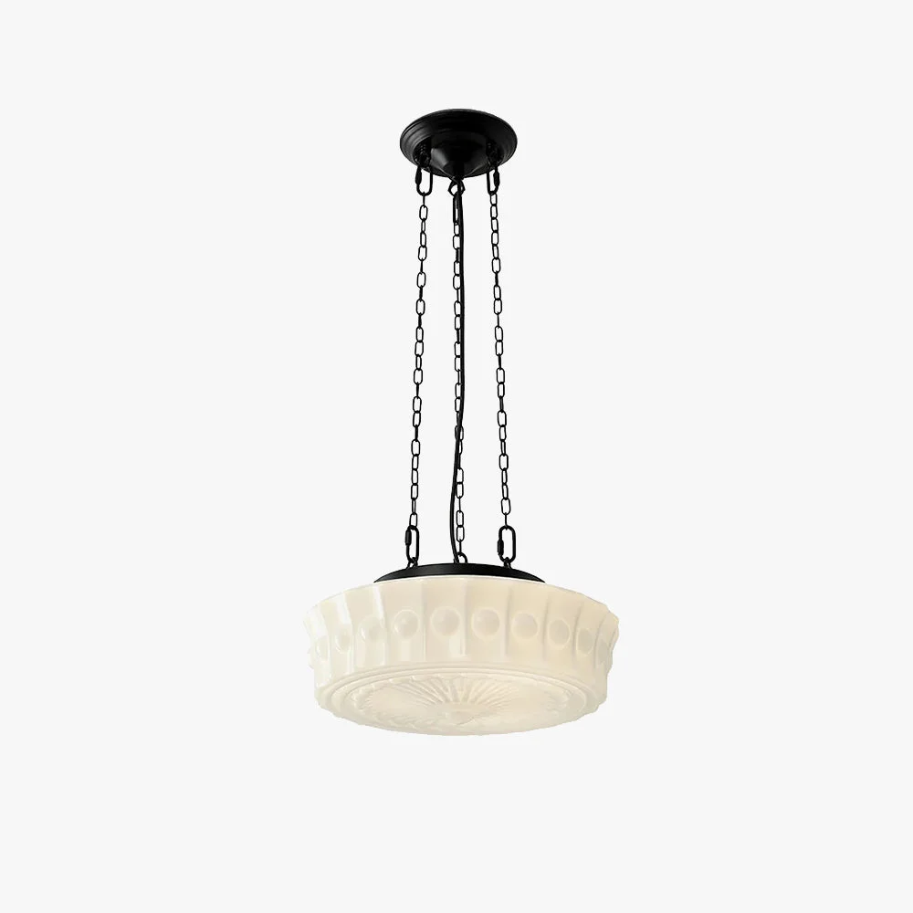 Functional Hailie Vintage French Country Dome Pendant Light White Beige Living Room Elite